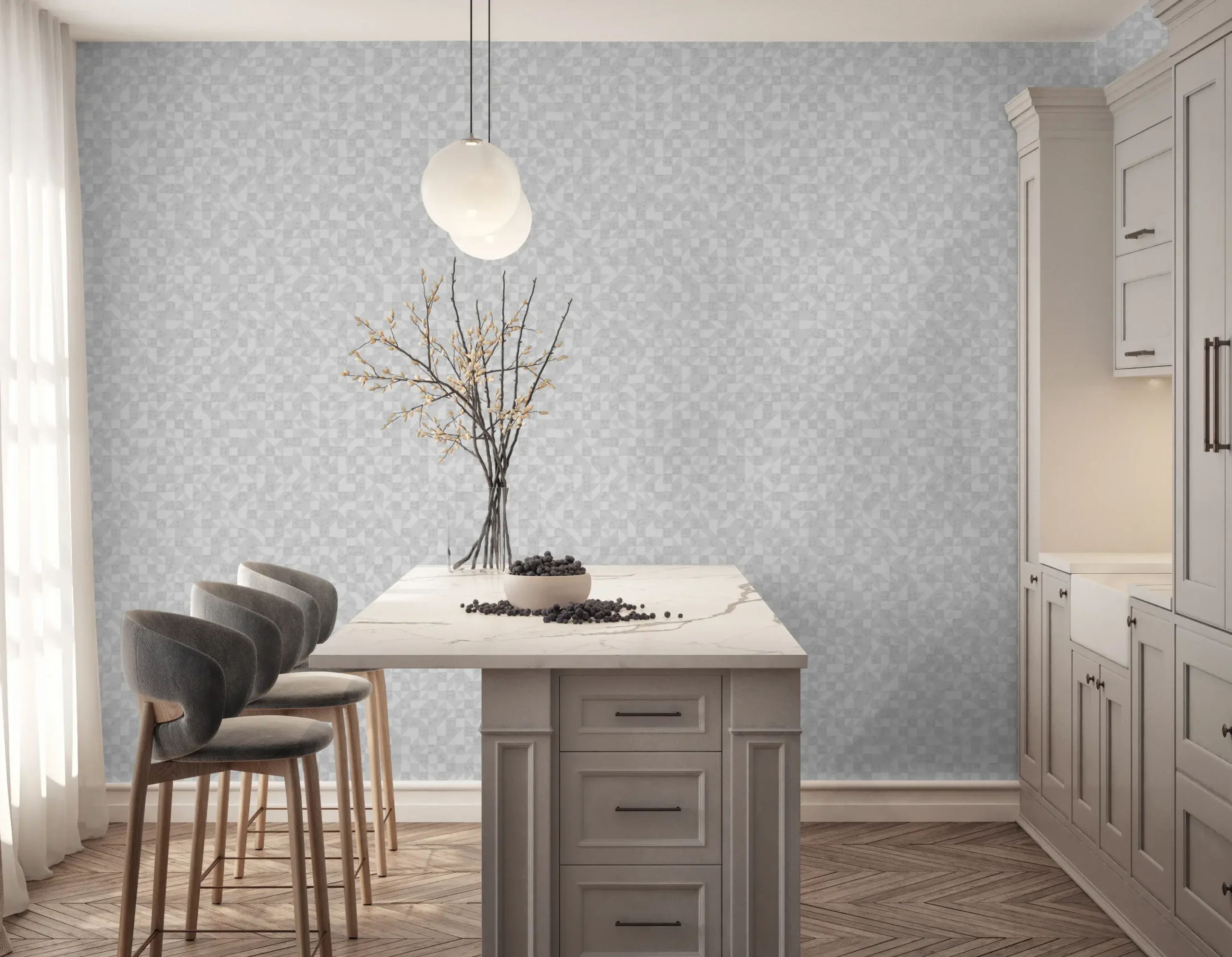 Gray Embossed Wallpaper – Glittering Accents (24106-2)